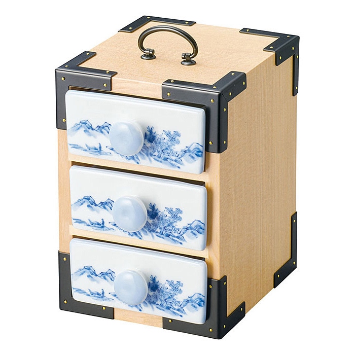 ヤマコー 三段弁当 白木 セット 27020 1個(ご注文単位1個)【直送品】