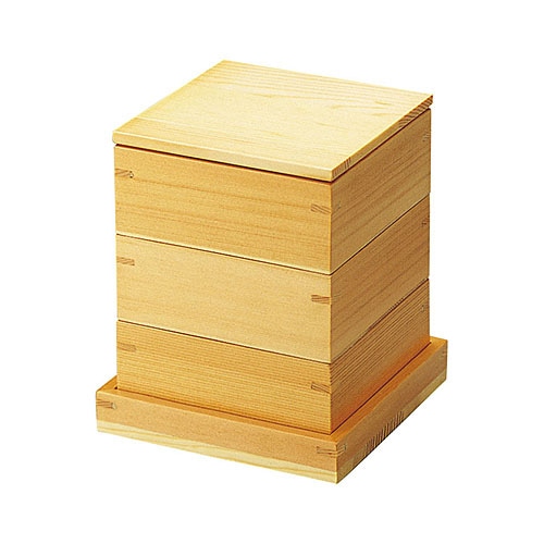 ヤマコー 木和美 正角料理箱三段セット 蓋付 27069 1セット(ご注文単位1セット)【直送品】