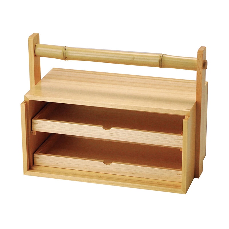 ヤマコー 桧・岡持弁当　二段　透かし無 引出浅型 27101 1個（ご注文単位1個）【直送品】