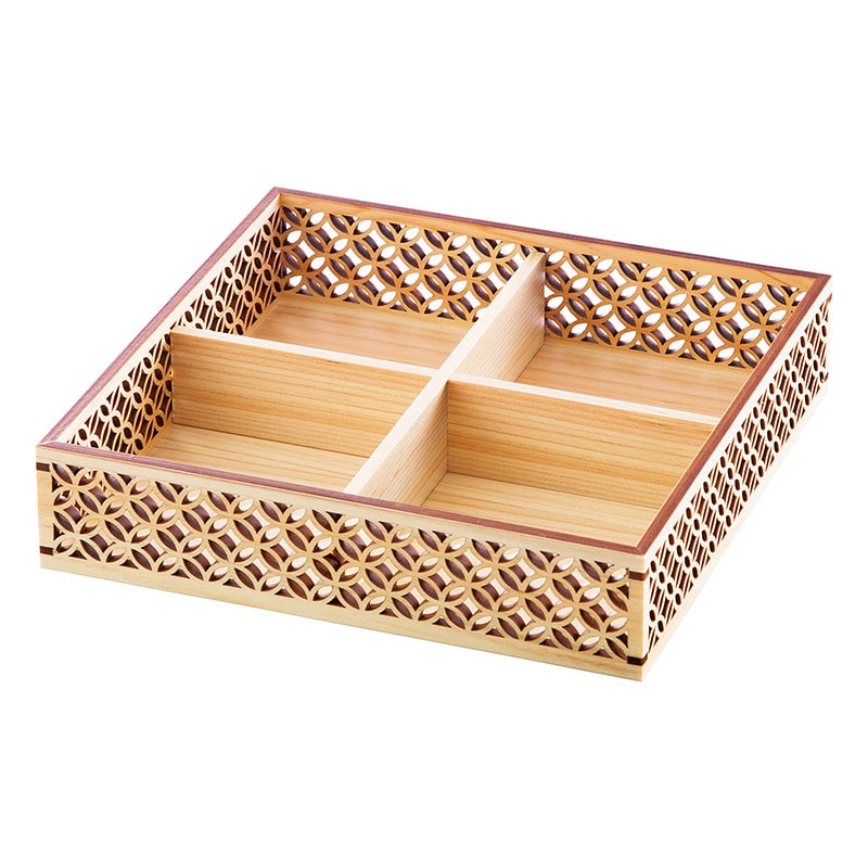 ヤマコー ひのき細密盛器 七宝 四ツ切 27578 1個(ご注文単位1個)【直送品】