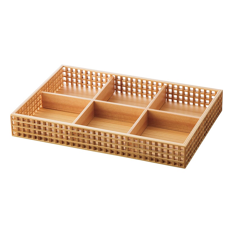 ヤマコー 新 細目格子盛器 六ツ切セット 27587 1個(ご注文単位1個)【直送品】