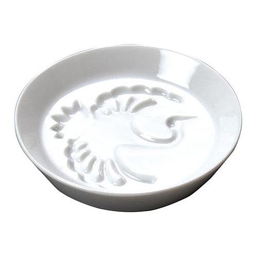 ヤマコー 白磁・絵柄入醤油皿 鶴 27614 1個(ご注文単位1個)【直送品】