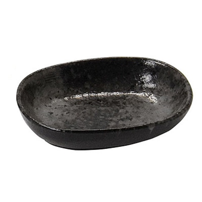 ヤマコー 楕円小皿　黒結晶白吹  27792 1個（ご注文単位1個）【直送品】