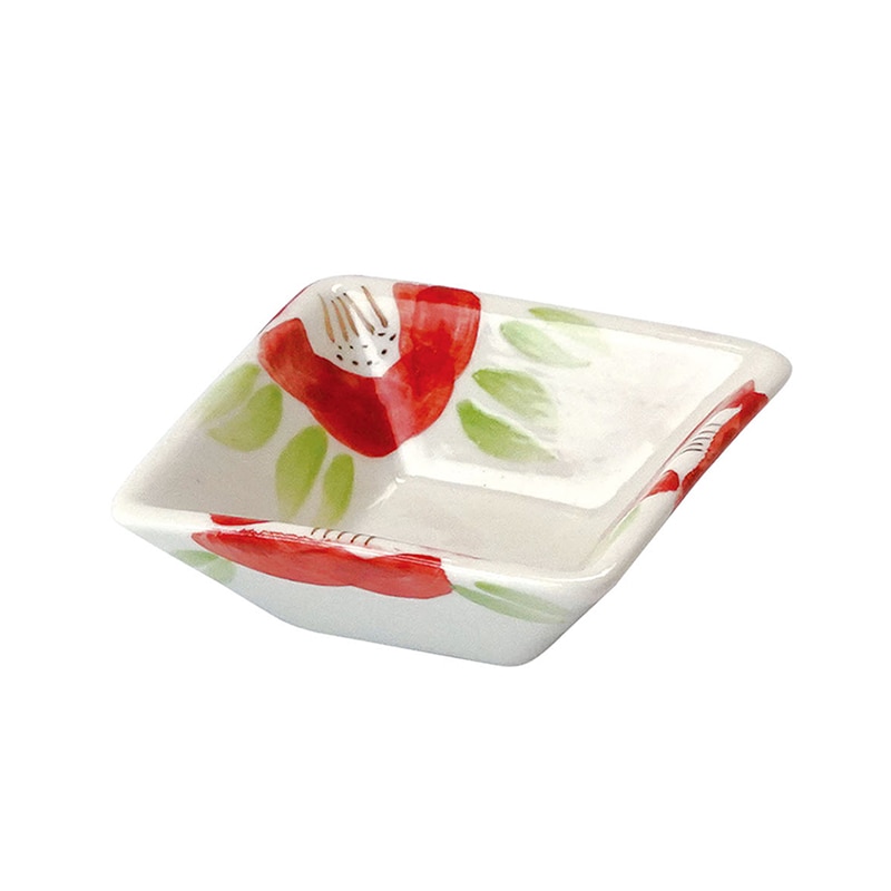 ヤマコー 手描き・椿　小鉢　角 小 27937 1個（ご注文単位1個）【直送品】