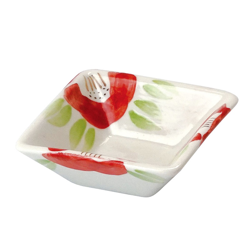 ヤマコー 手描き・椿　小鉢　角 大 27938 1個（ご注文単位1個）【直送品】