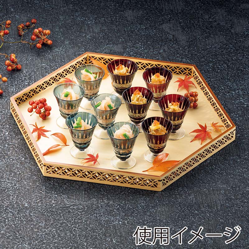 ヤマコー ひのき細密六角膳 特大 麻の葉 28011 1個(ご注文単位1個)【直送品】