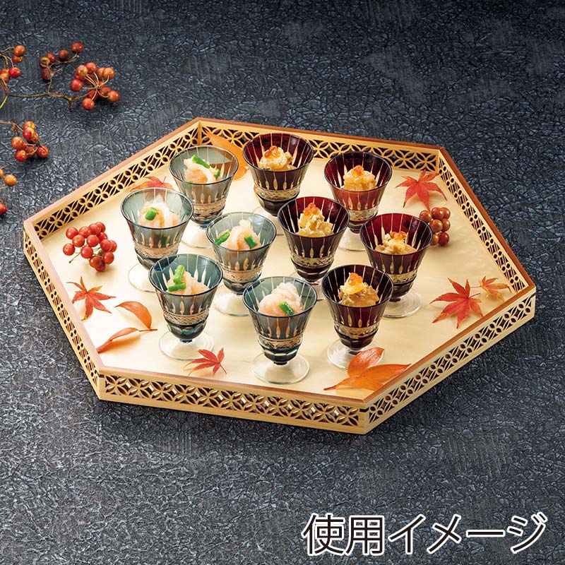 ヤマコー ひのき細密六角膳 特大 七宝 28012 1個(ご注文単位1個)【直送品】