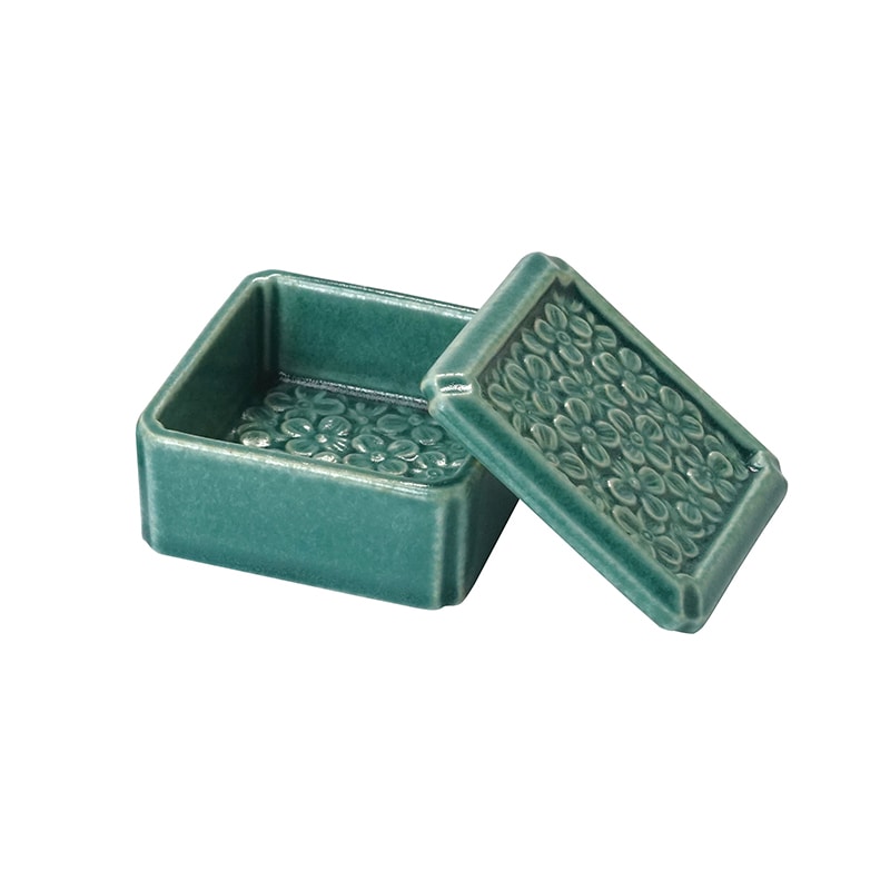 ヤマコー 陶器・花紋小箱 トルコブルー 32549 1個(ご注文単位1個)【直送品】