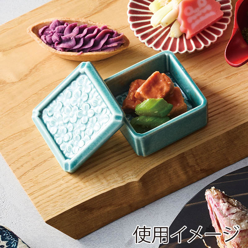 ヤマコー 陶器・花紋小箱 トルコブルー 32549 1個（ご注文単位1個）【直送品】
