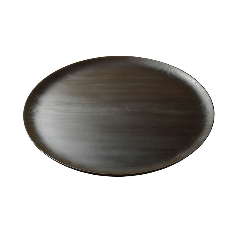 ヤマコー 杉・大丸皿 黒 1尺5寸 32576 1個(ご注文単位1個)【直送品】