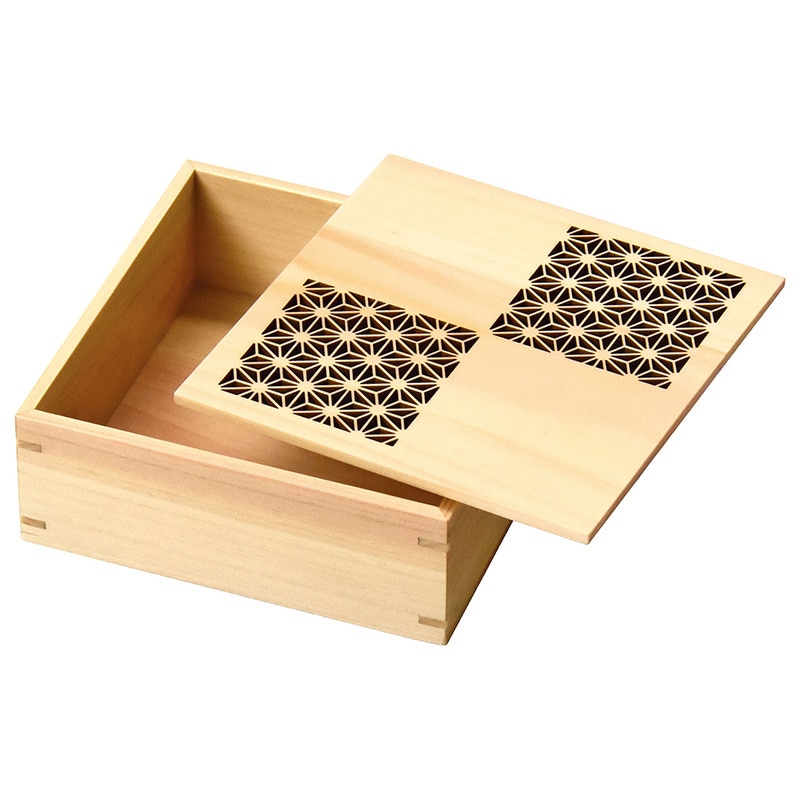 ヤマコー ひのき細密 正角料理箱 麻の葉 38087 1個(ご注文単位1個)【直送品】