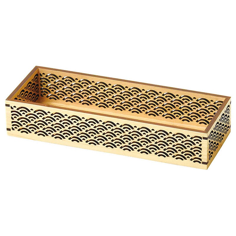 ヤマコー ひのき細密 長角料理箱 青海波 38116 1個(ご注文単位1個)【直送品】