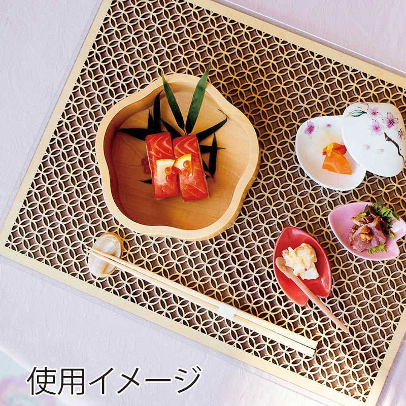 ヤマコー ひのき細密膳 長角 小 七宝 38143 1個(ご注文単位1個)【直送品】