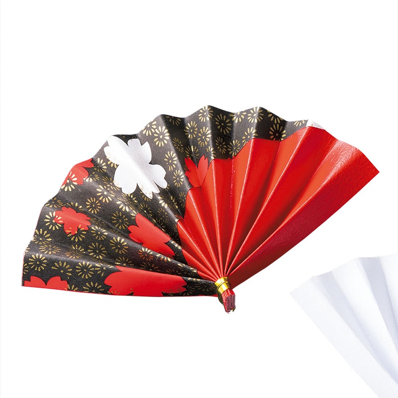ヤマコー 飾り扇子　赤黒　50個入  63115 1パック（ご注文単位1パック）【直送品】
