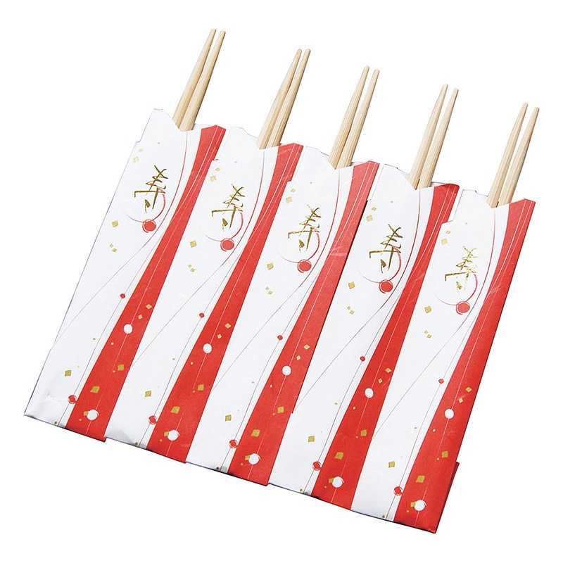ヤマコー 割りばし お祝い箸　三ツ折　5膳入  64517 1パック（ご注文単位1パック）【直送品】