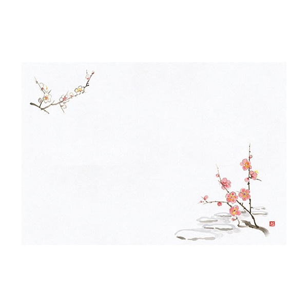 ヤマコー 尺1　無蛍光紙　お手元まっと　花景色　梅 100枚入 64961 1パック（ご注文単位1パック）【直送品】