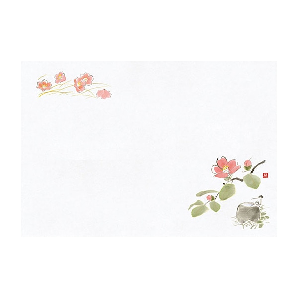 ヤマコー 尺1　無蛍光紙　お手元まっと　花景色　椿 100枚入 64968 1パック（ご注文単位1パック）【直送品】