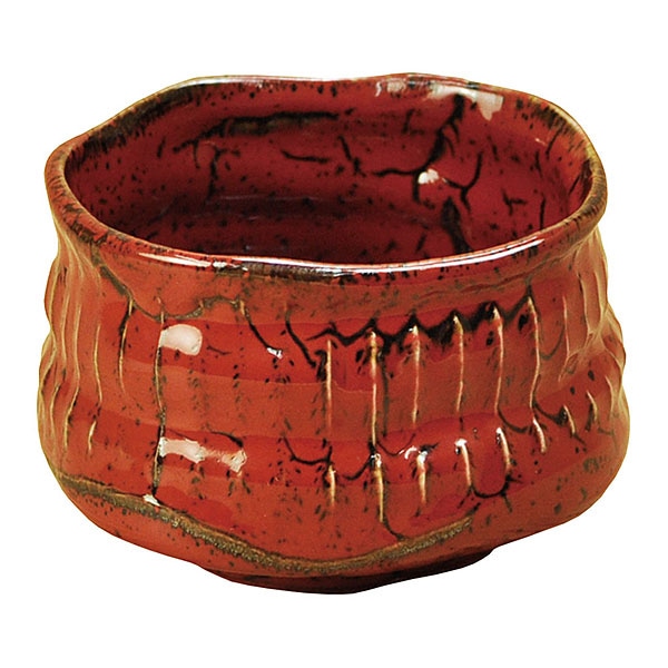 ヤマコー 削ぎ目 抹茶碗 ゆず赤 79301 1個(ご注文単位1個)【直送品】