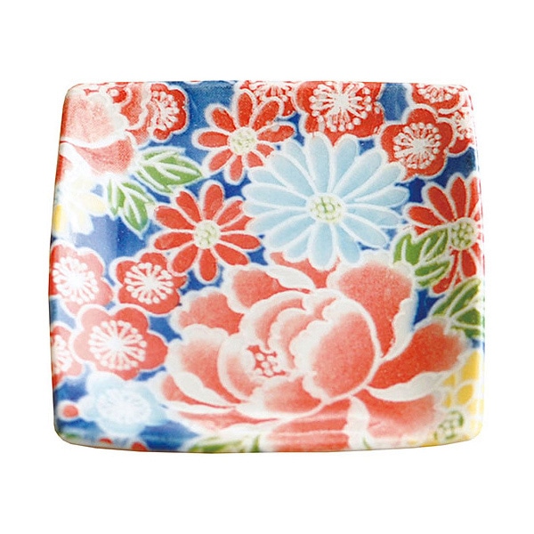 ヤマコー ちょいと箸休め　角小皿　花ロマン  89798 1個（ご注文単位1個）【直送品】