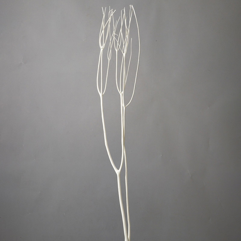 大地農園 プリザーブドフラワー 三又　100cm 52375-011　白（晒） 1本（ご注文単位300本）【直送品】