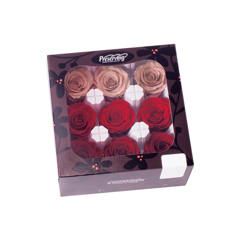 大地農園 プリザーブドローズ かのん　M 05207-310　レッドミックス 1箱（ご注文単位1箱）【直送品】