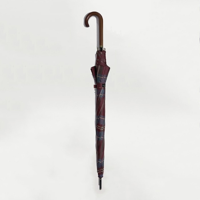 星野商店 婦人長傘 60BJ 耐風 先染め大格子 グラスファイバー骨 ワイン H-538 1本（ご注文単位48本）【直送品】