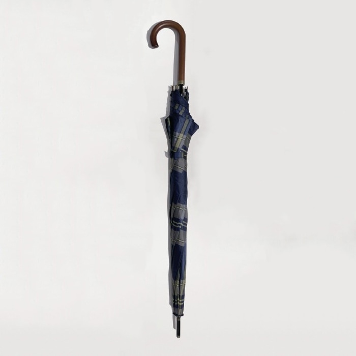 星野商店 婦人長傘 60BJ 耐風 先染め大格子 グラスファイバー骨 ネイビー H-538 1本（ご注文単位48本）【直送品】