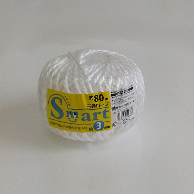 宮島化学工業 Smart PP玉巻ロープ 3mm×80m 白 ES380 1巻(ご注文単位60巻)【直送品】