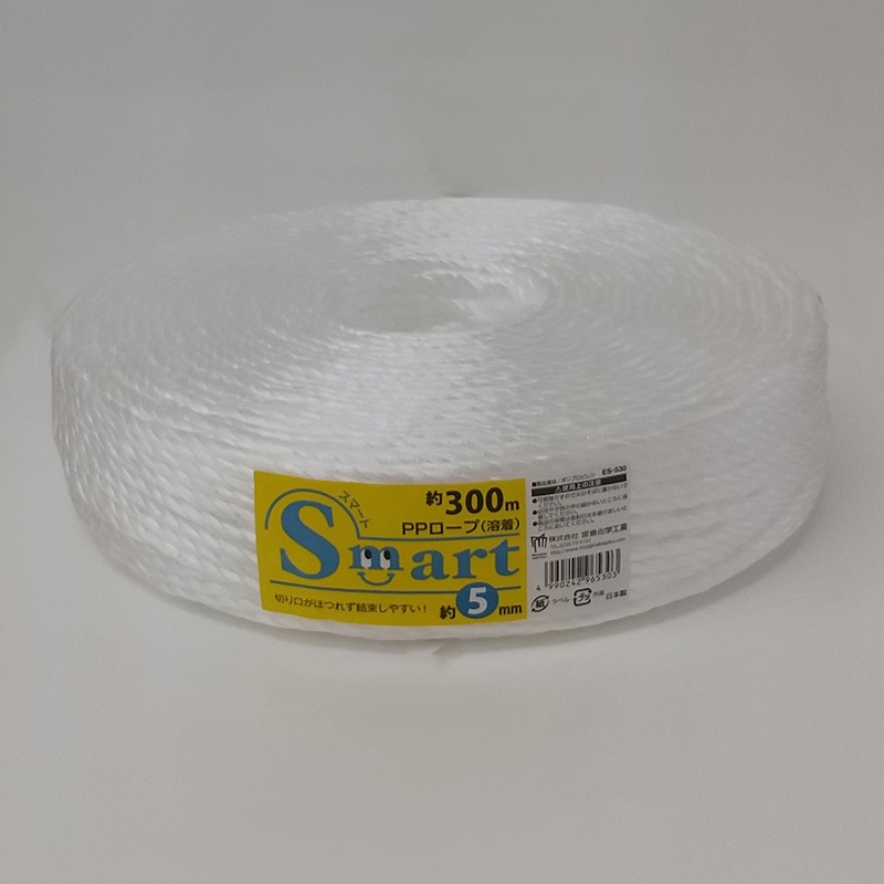 宮島化学工業 Smart PPロープ 5mm×300m 白 ES530 1巻(ご注文単位20巻)【直送品】