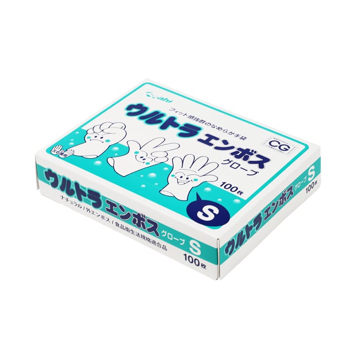 旭創業 ポリ手袋 ウルトラエンボス ナチュラル S ナチュラル 100枚/箱(ご注文単位60箱)【直送品】