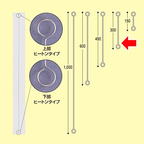 アルファ ヒートンロット棒 ヒートンタイプ 300mm KC8-0001D 1本（ご注文単位50本）【直送品】