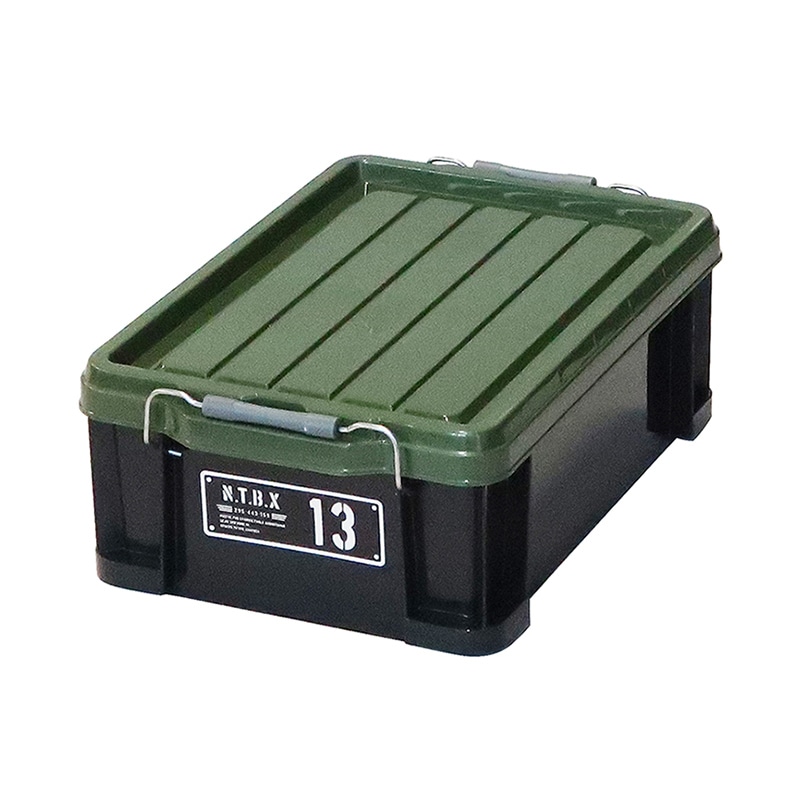 JEJアステージ 蓋付きコンテナ NTボックス 13X ブラックグリーン 1個(ご注文単位10個)【直送品】