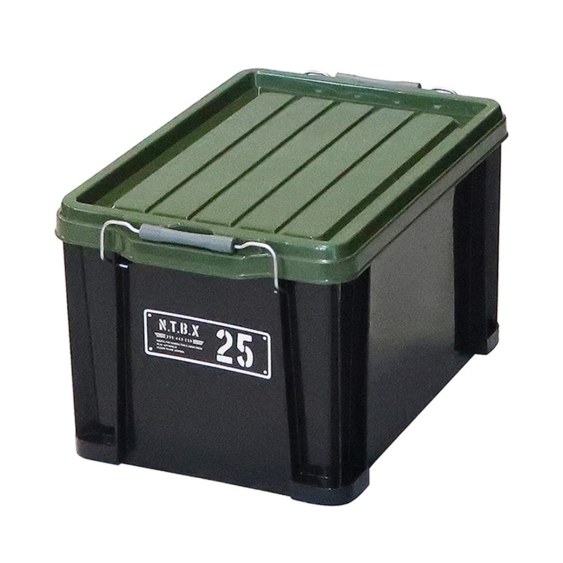 JEJアステージ 蓋付きコンテナ　NTボックス 25X ブラックグリーン 1個（ご注文単位6個）【直送品】