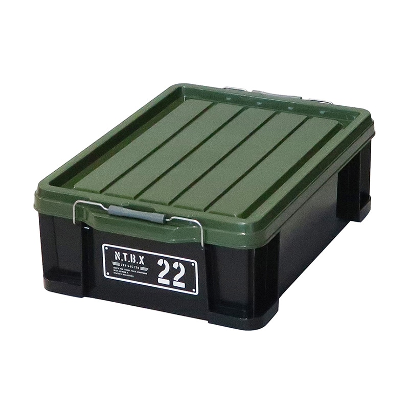 JEJアステージ 蓋付きコンテナ NTボックス 22X ブラックグリーン 1個(ご注文単位5個)【直送品】