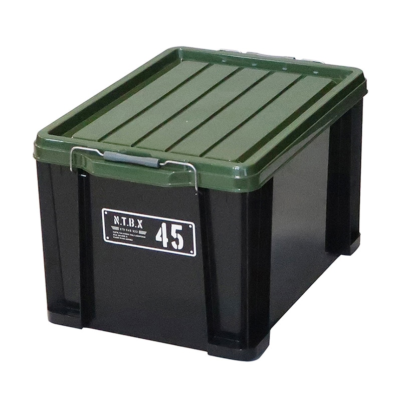 JEJアステージ 蓋付きコンテナ　NTボックス 45X ブラックグリーン 1個（ご注文単位4個）【直送品】