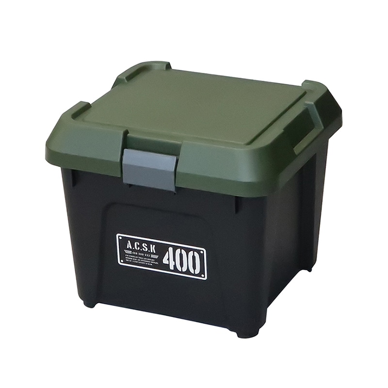 JEJアステージ 収納ボックス　アクティブストッカー 400X ブラックグリーン 1個（ご注文単位6個）【直送品】