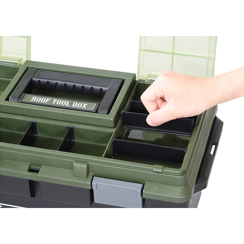 JEJアステージ 工具箱 ルーフツールボックス 490X ブラックグリーン 1個(ご注文単位4個)【直送品】