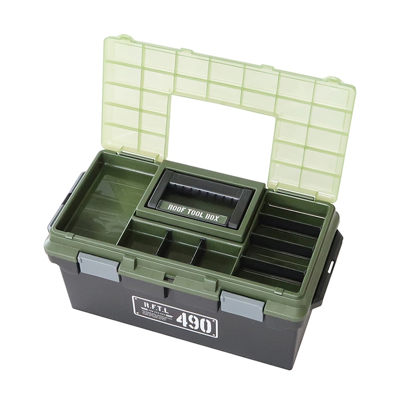 JEJアステージ 工具箱 ルーフツールボックス 490X ブラックグリーン 1個(ご注文単位4個)【直送品】