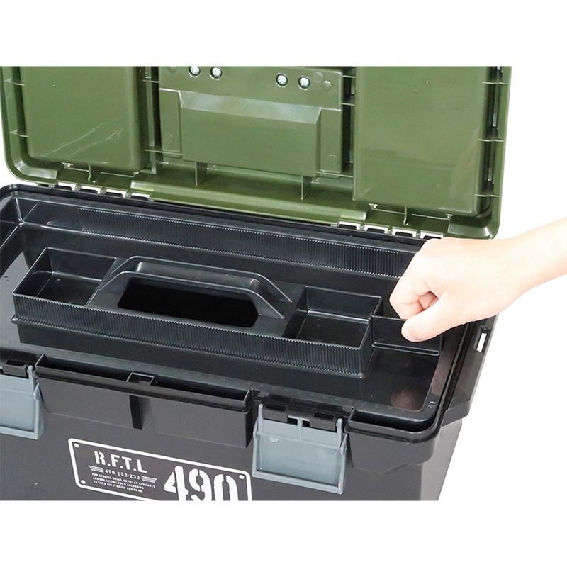 JEJアステージ 工具箱 ルーフツールボックス 490X ブラックグリーン 1個(ご注文単位4個)【直送品】