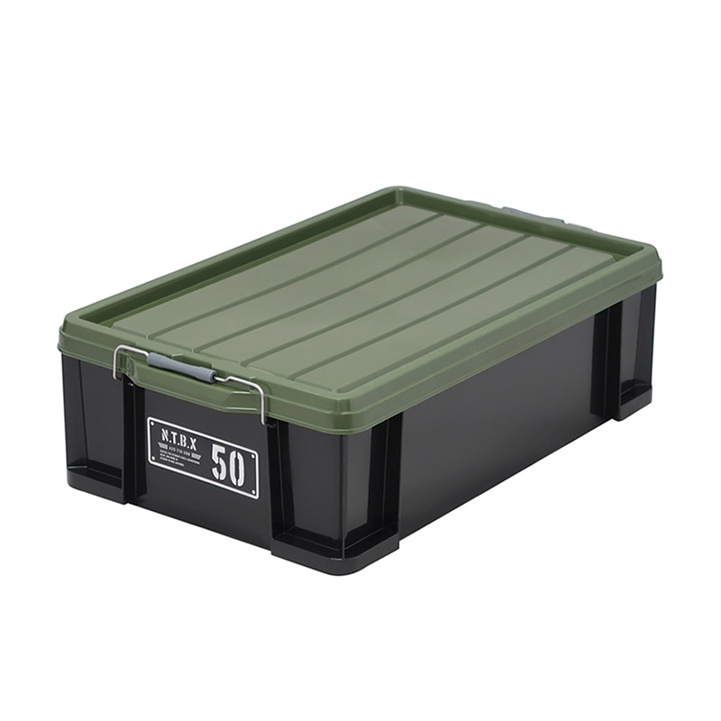 JEJアステージ 蓋付きコンテナ　NTボックス 50X ブラックグリーン 1個（ご注文単位4個）【直送品】