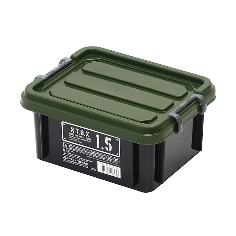 JEJアステージ 蓋付きコンテナ NTボックス 1.5X ブラックグリーン 1個(ご注文単位12個)【直送品】