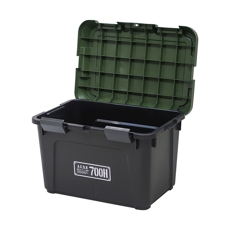 JEJアステージ 収納ボックス アクティブストッカー 700HX ブラックグリーン 1個(ご注文単位3個)【直送品】