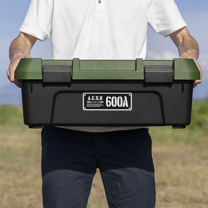 JEJアステージ 収納ボックス アクティブストッカー 600AX ブラックグリーン 1個(ご注文単位6個)【直送品】