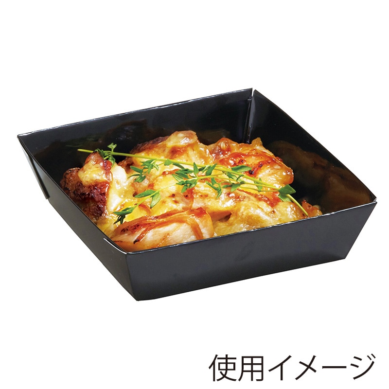 天満紙器 ベーキングトレー スクエア型 ブラック BT401 50枚/束(ご注文単位24束)【直送品】