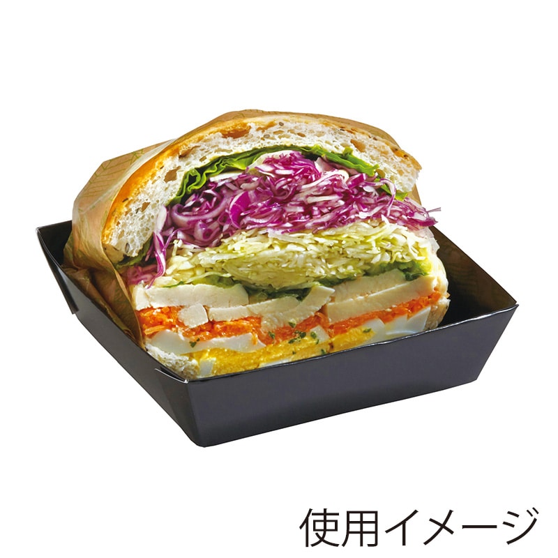 天満紙器 ベーキングトレー スクエア型 ブラック BT401 50枚/束(ご注文単位24束)【直送品】