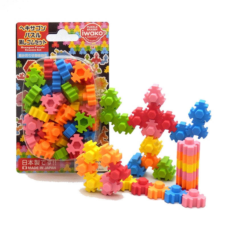 イワコー ブリスターパック消しゴム ヘキサゴンパズルセット ER-BRI042 1個(ご注文単位10個)【直送品】