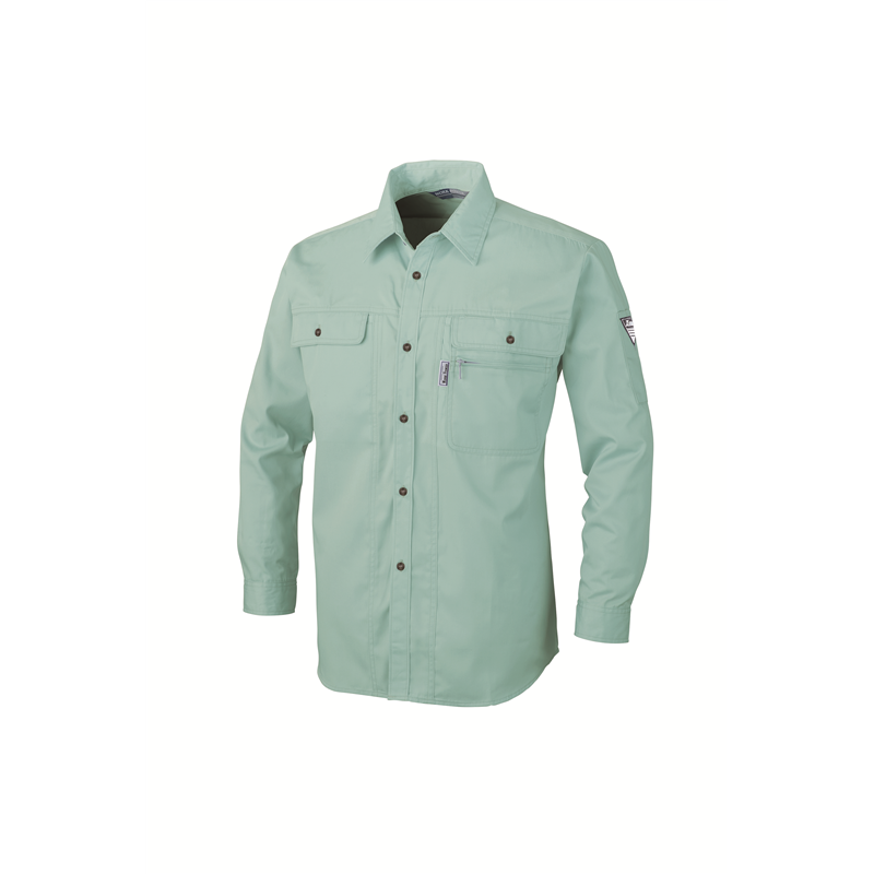 ジーベック メンズ 長袖シャツ M グリーン 1443 1枚（ご注文単位1枚）【直送品】