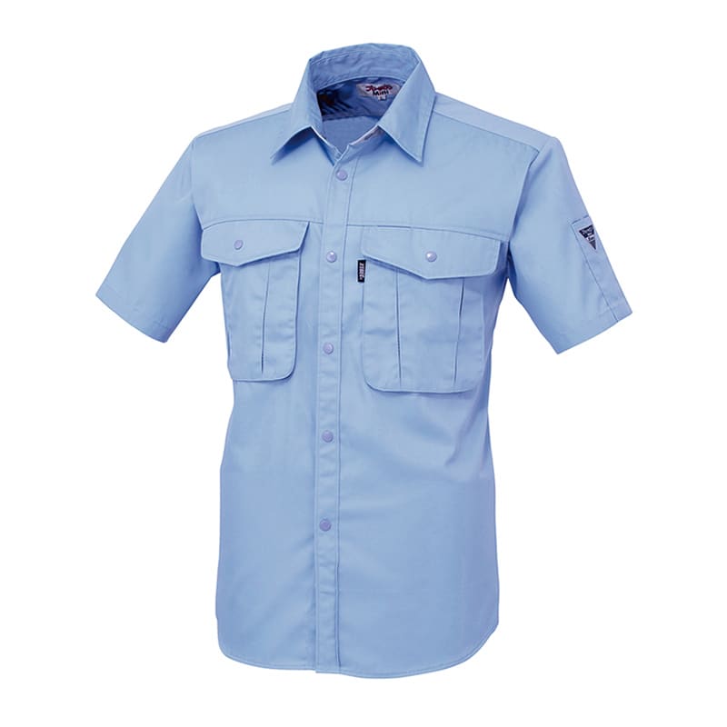 ジーベック メンズ 半袖シャツ S ブルー 1292 1枚（ご注文単位1枚）【直送品】