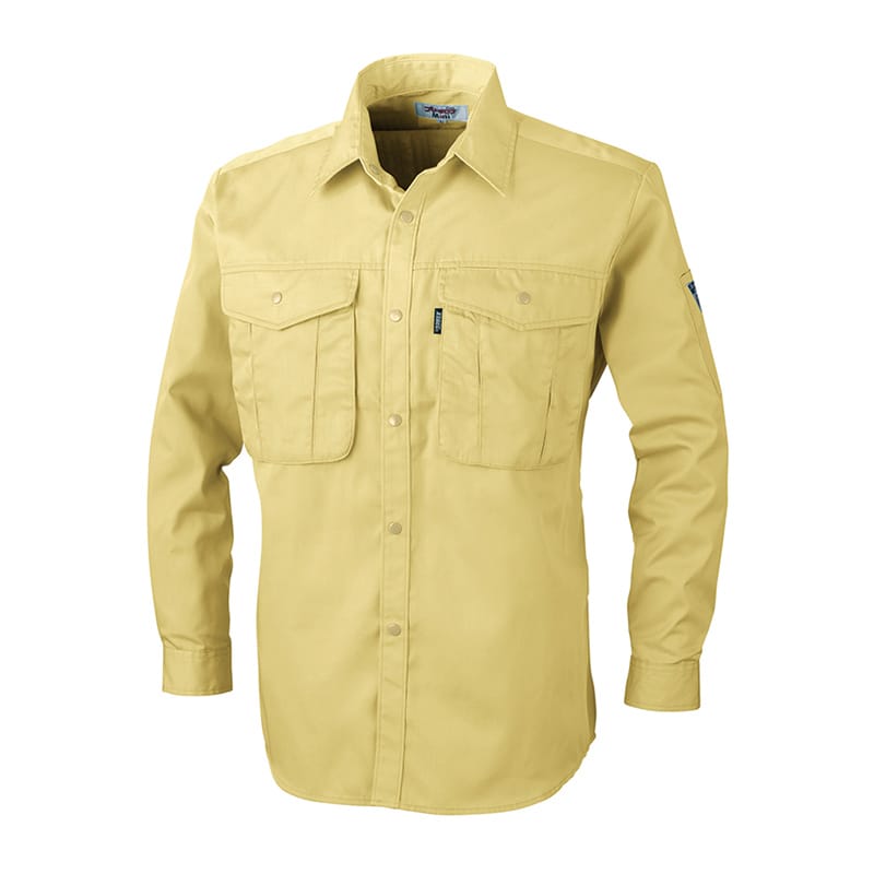 ジーベック メンズ 長袖シャツ L マスタード 1293 1枚（ご注文単位1枚）【直送品】