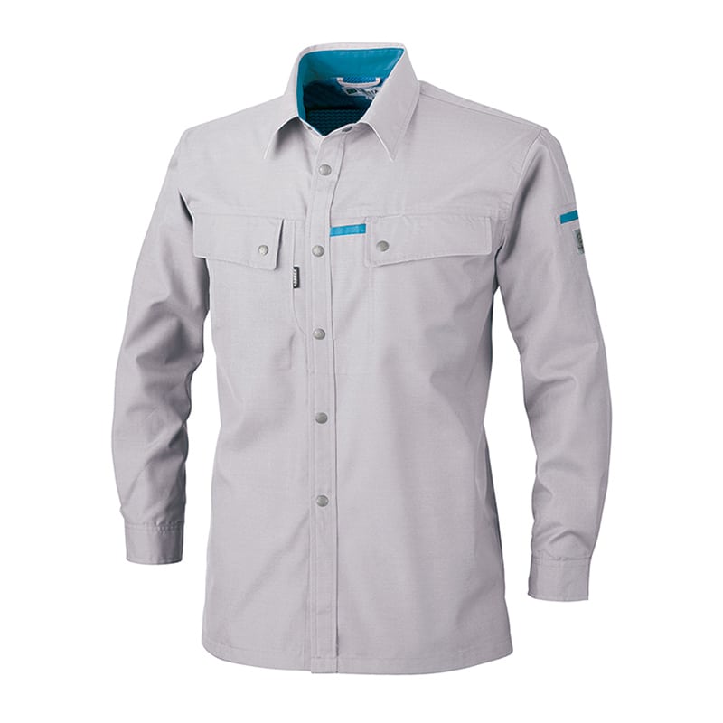 ジーベック 男女兼用 長袖シャツ L シルバーグレー 1553 1枚（ご注文単位1枚）【直送品】